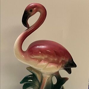 Vintage Flamingo Ceramic Figurine approx 9 3/4” tall